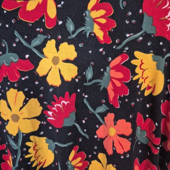 Lularoe Irma Womens Floral Print Tunic L Black Red Yellow Loose Fit Soft Stretch - Picture 3 of 6